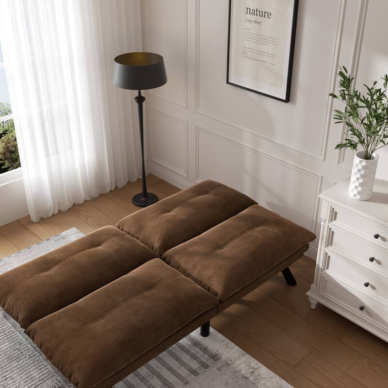 Modern Brown Microfiber Convertible Folding Sofa Bed