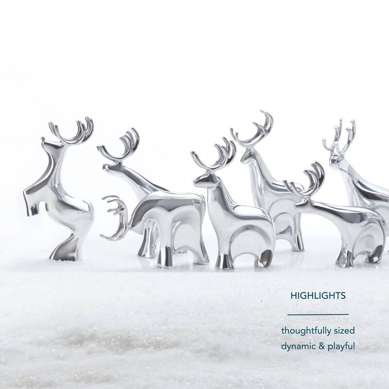 Nambe Dasher Reindeer Figurine Set - 7" x 1" x 10"