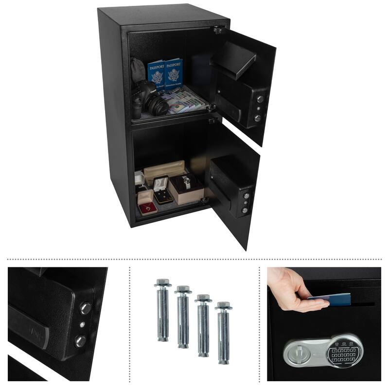 Electronic Safe Deposit Box - Drop Safe with Digital Keypad and 2 Sets of Manual Override Keys for Home Safety by Paragon Safes