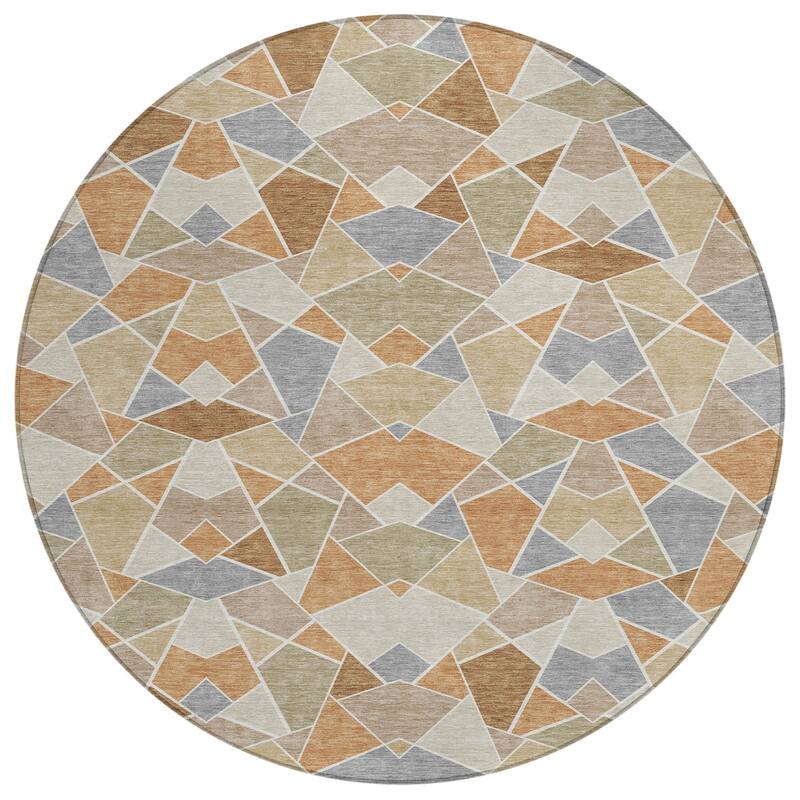 Machine Washable Indoor/ Outdoor Modern Mosaic Chantille Rug