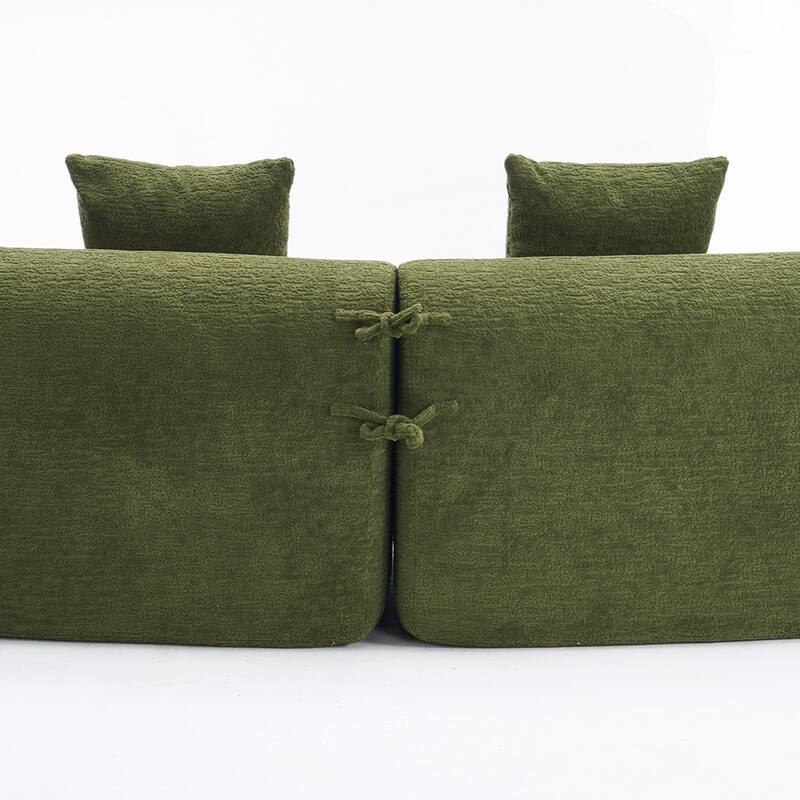 Curved Loveseat White Full Compression Sponge Sofa