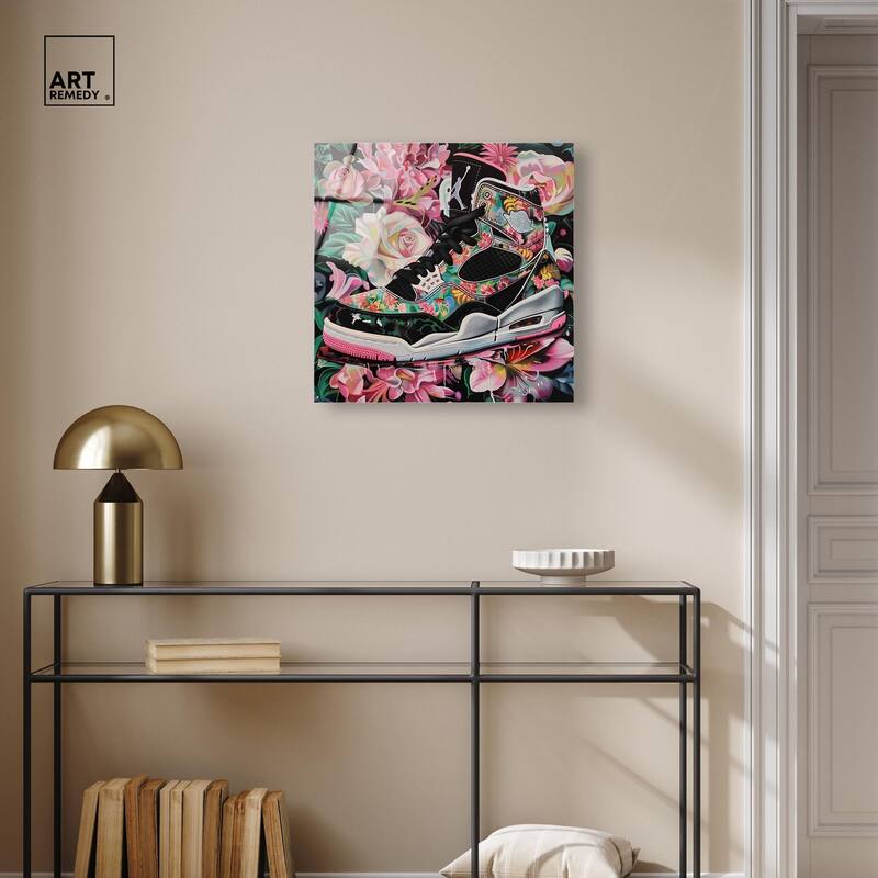 Hidden in Floral Bloom Sneaker Acrylic by Art Remedy, Ready to Hang
