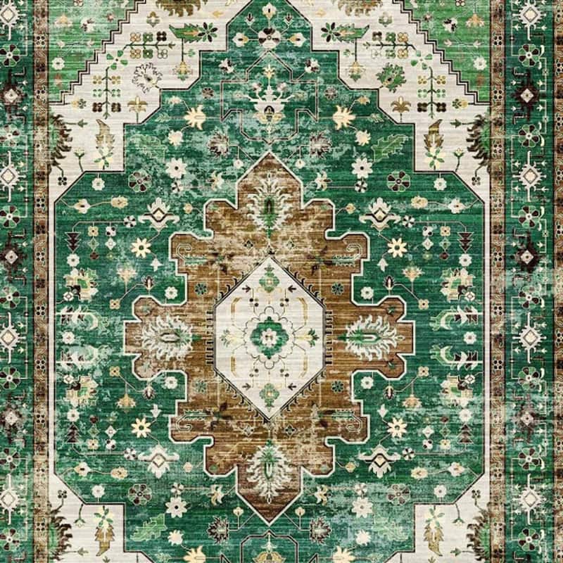 HomeRoots Medallion Traditional Rectangle Area Rug