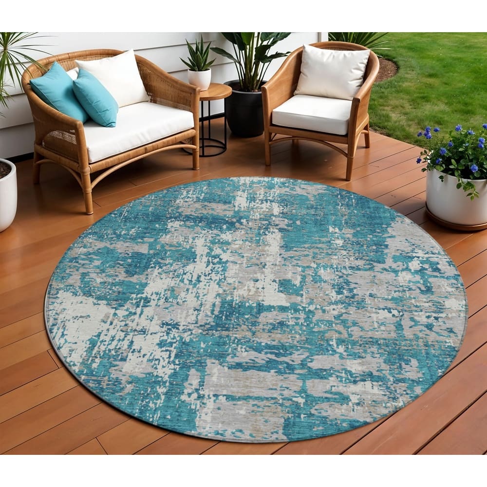 HomeRoots Abstract Transitional Rectangle Outdoor Rug