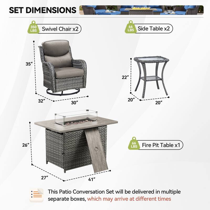 Pocassy Outdoor Swivel Chairs Patio Furniture Set