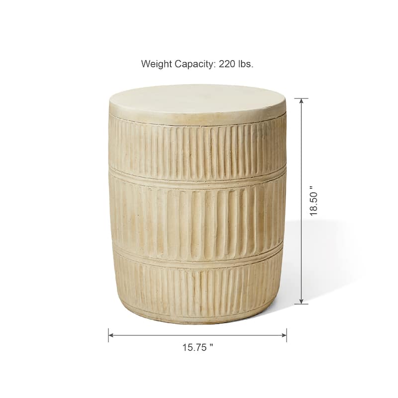Glitzhome 18"H Modern MGO Faux Drum Garden Stool Plant Stand Accent Table
