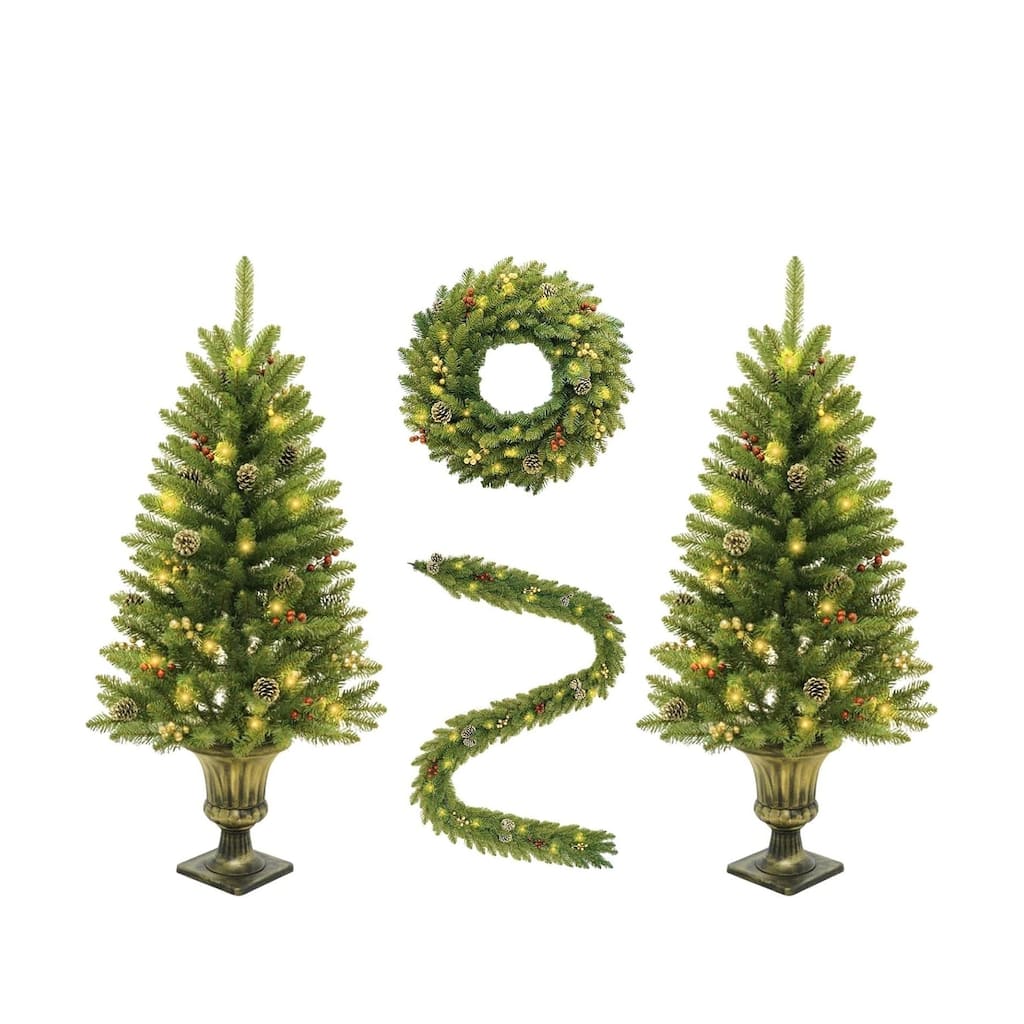 Artificial Fir Christmas trees, with Christmas Wreaths and Garlands