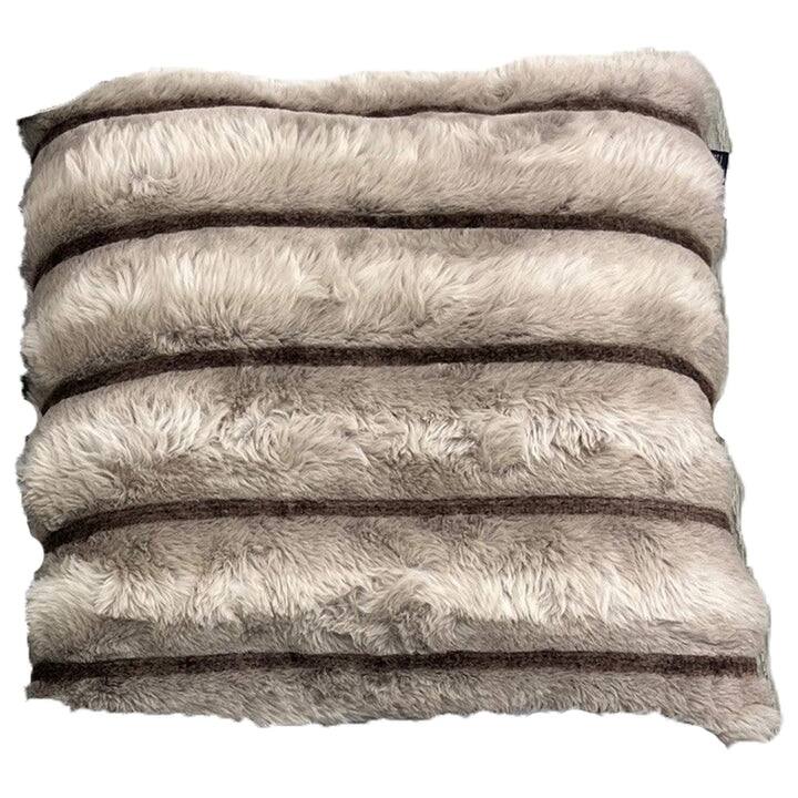Chinchilla Stripped Faux Fur Throw Pillow, 20x20 Inches - 20 x 20 Inches - Taupe