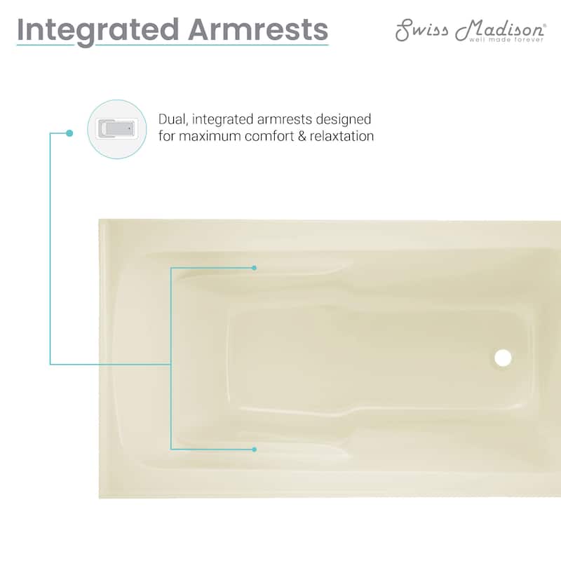 Lausanne 54" X 30" Right-Hand Drain Alcove Bathtub With Apron In Bisque - 30x54 Right