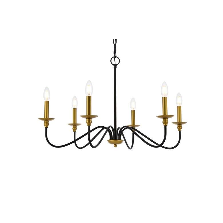 Bellevue EGCH19411 Nerita 6 Light 30" Wide Taper Candle Chandelier - Brass / Black