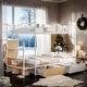 preview thumbnail 1 of 20, Twin Over Full Metal Bunk Bed with Drawer and Wardrobe White