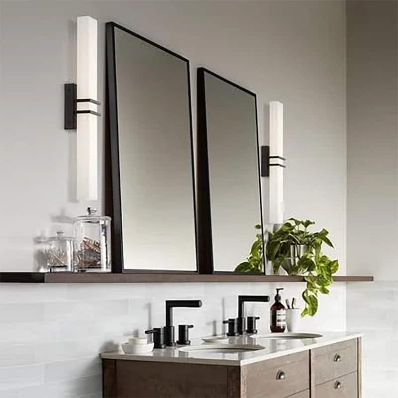 Venta Modern Black Framed Wall Mirror with Dual Mounting Brackets