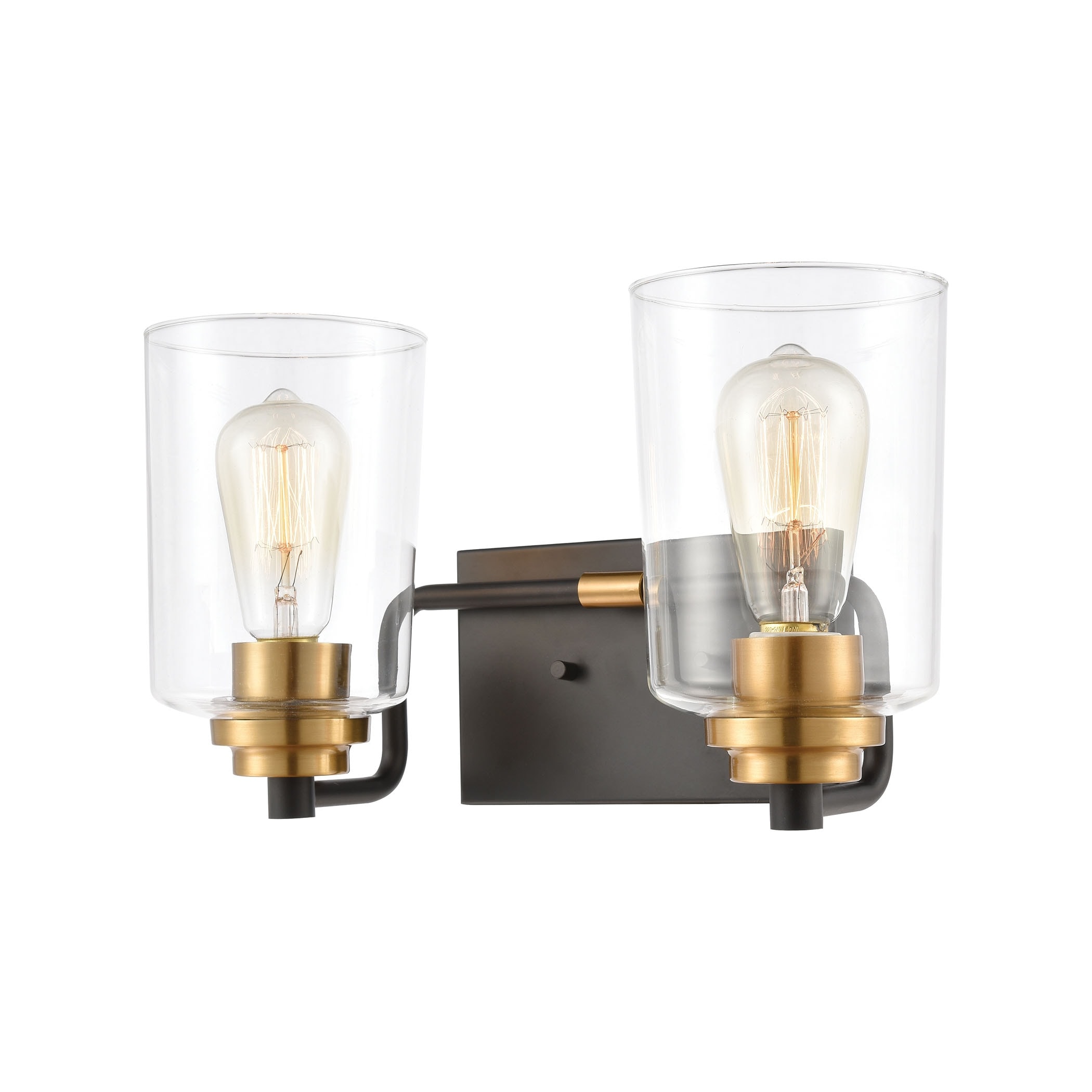 Elk Home Robins Matte Black With Clear Glass 2 Light Vanity Light