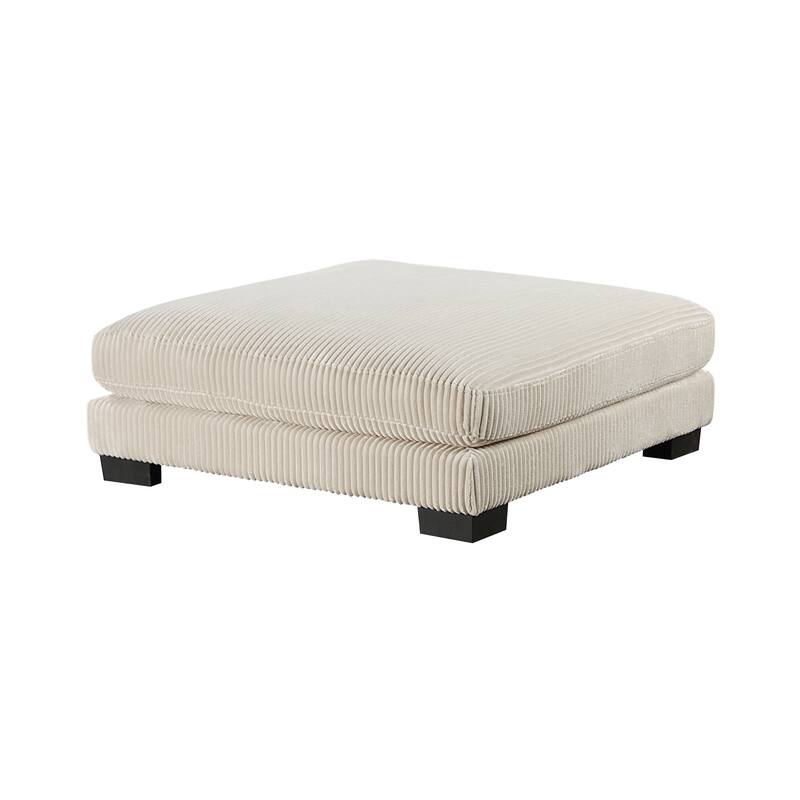 Braidy Corduroy Upholstered Ottoman - Beige