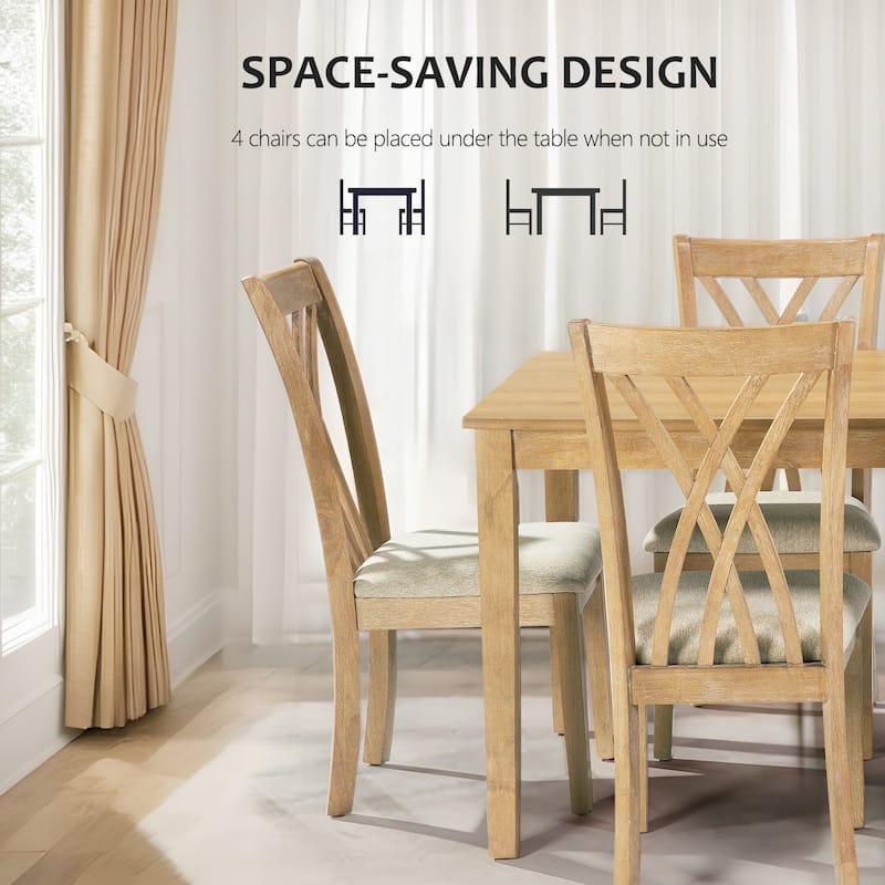 Modern Dining Table Set with 4 Chairs, 60"L Table & 23"H Chairs, Anti-Slip Design, Perfect for 4-6 Persons
