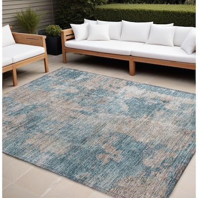 Alfina Unique Abstract Weather Resistant Classic Meets Modern Outdoor Rug