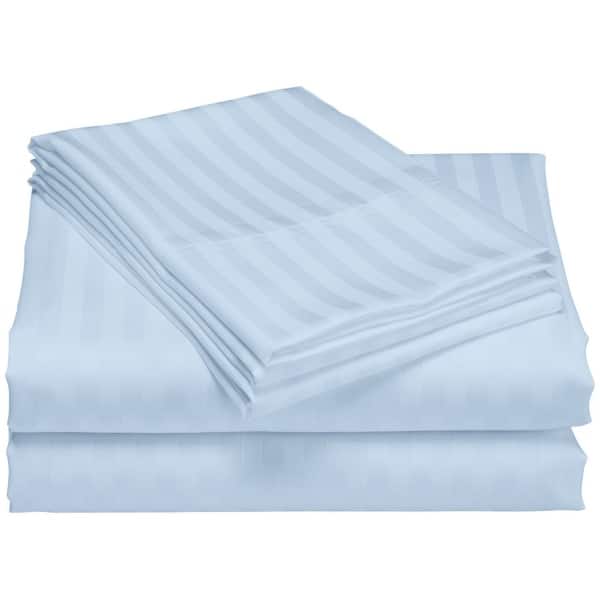 1200 Thread Count Cotton Deep Pocket Luxury Hotel Stripe Sheet Set - Blue - California King