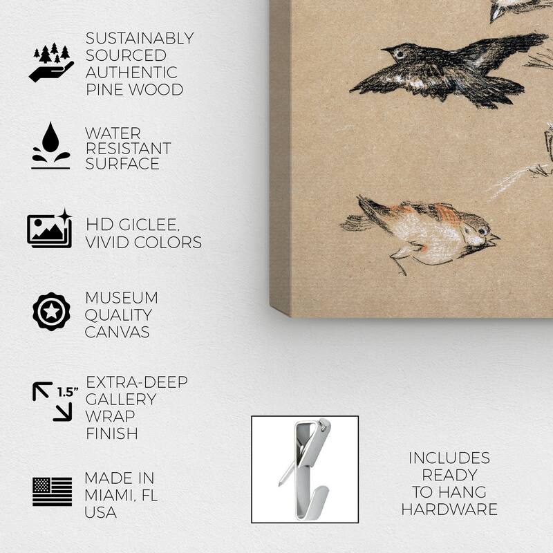 Wynwood Studio Canvas Animals Finches Brown and Tan Rustic Wall Art Canvas Print