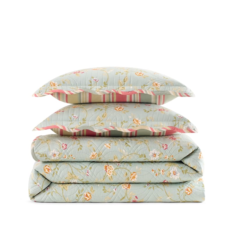 Waverly Stonington 3 Piece 100% Cotton Quilt Set