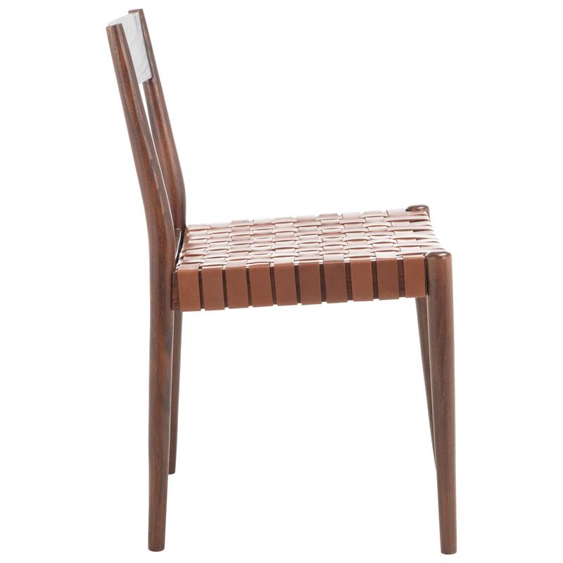 SAFAVIEH Myrle Leather Dining Room Chair (Set of 2) - 18.5" W x 20" L x 31.5" H - 19Wx20Dx32H
