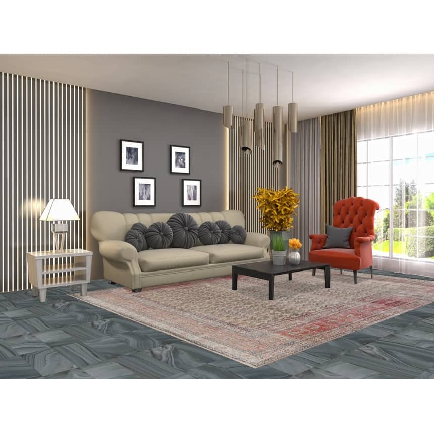 Hand-knotted Distressed Boteh Botemir Persian Area Rug Wool - 7'6" x 10'7"