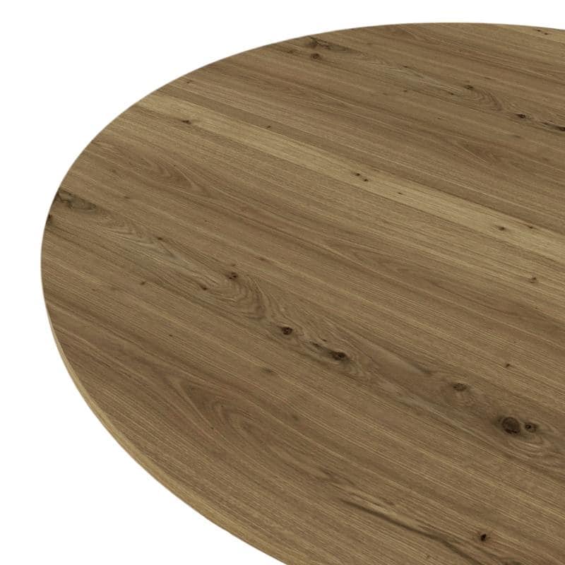 35.43 Inch Round Dining Table with Black Metal Legs, Brown Industrial Kitchen Table(only table)