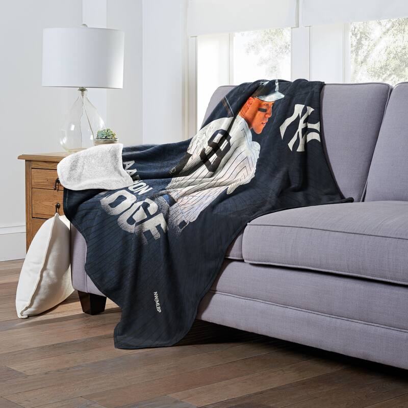 MLB Player New York Yankees Aaron Judge Silk Touch Sherpa Throw On