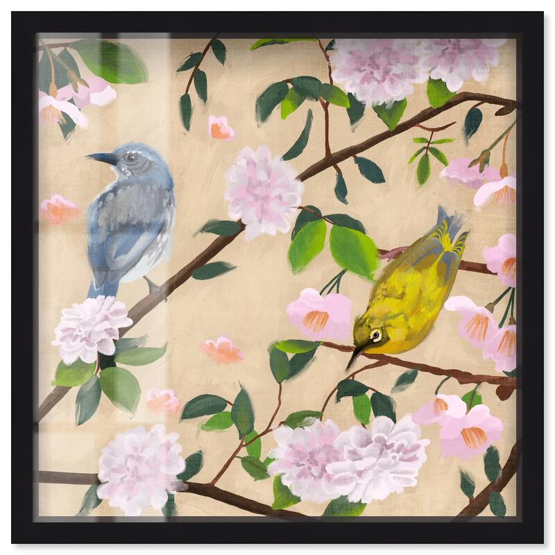 Birds Cuddle Shadowbox by Art Remedy - Black - 12" x 12"
