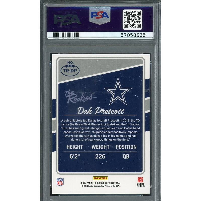 Dak Prescott 2016 Panini Donruss Optic The Rookies Card #TRDP Graded PSA 10 - 8'6" x 11'6"
