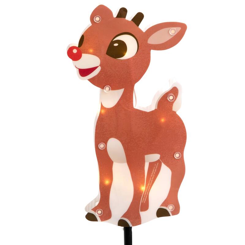 4 Lighted Rudolph Friends Christmas Pathway Markers Clear Lights - Blue