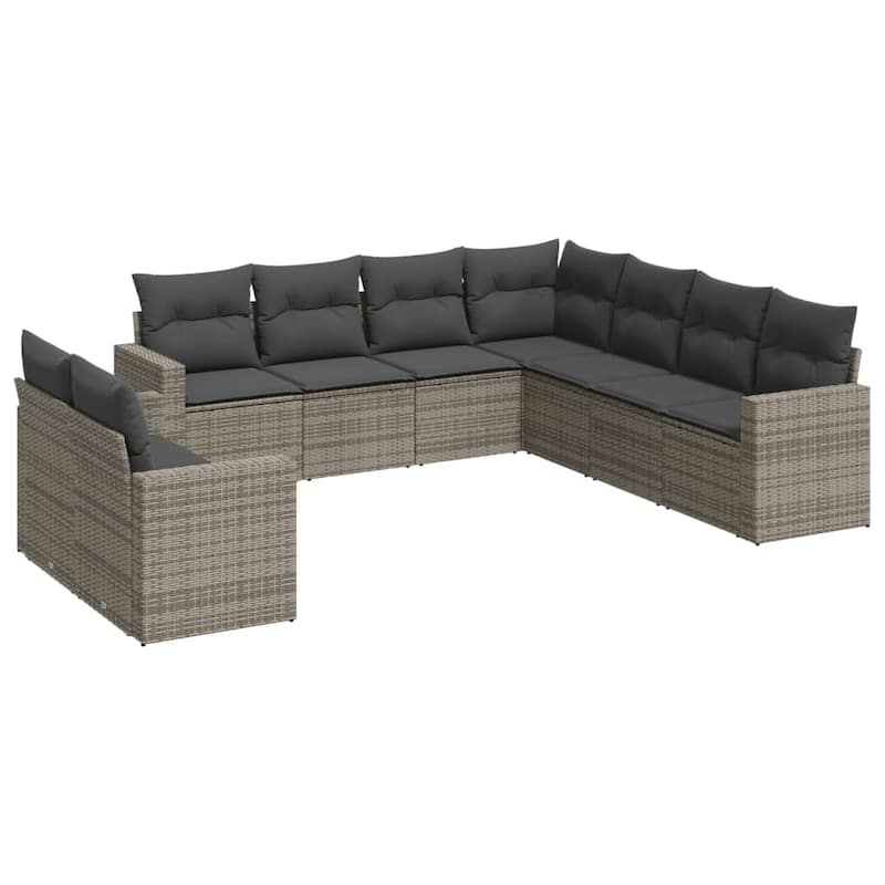 vidaXL Garden Sofa Set Grey PE rattan Large Adjustable Feet - 24.4 x 25.8 x 27.2