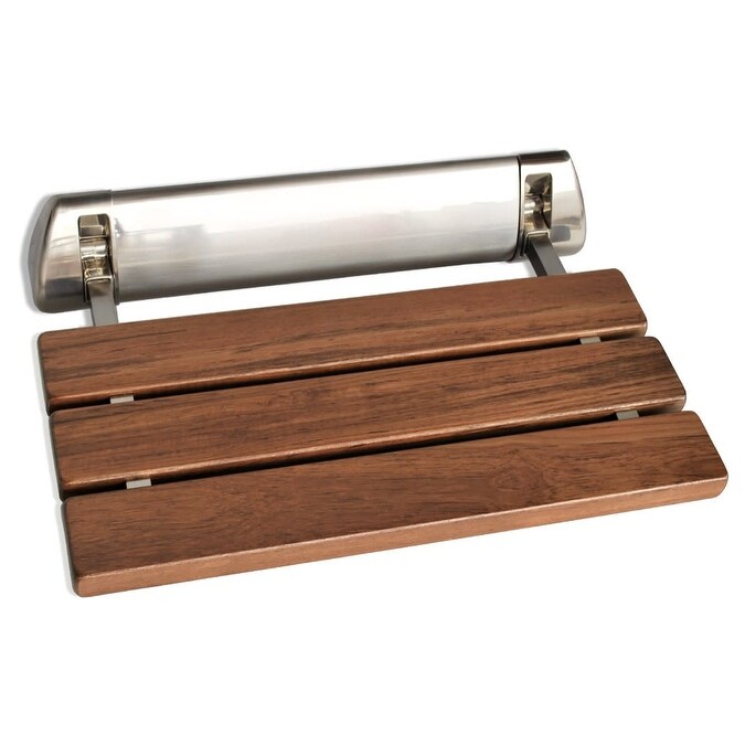 Shop Steamspa Ss K Fold Up Wall Mounted Teak Wood Shower Seat