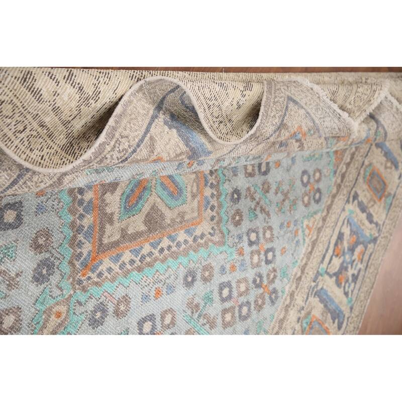 Hand Knotted Oriental 100% Wool Carpet Traditional Medallion Navy Blue & Blues Joshaghan Area Rug - 9' 6'' X 6' 3''