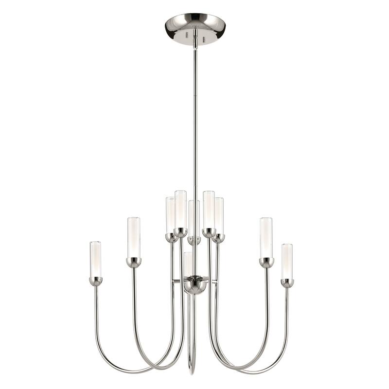 Moraine 30 Inch LED 10 Light 2-Tier Chandelier in Polished Nickel