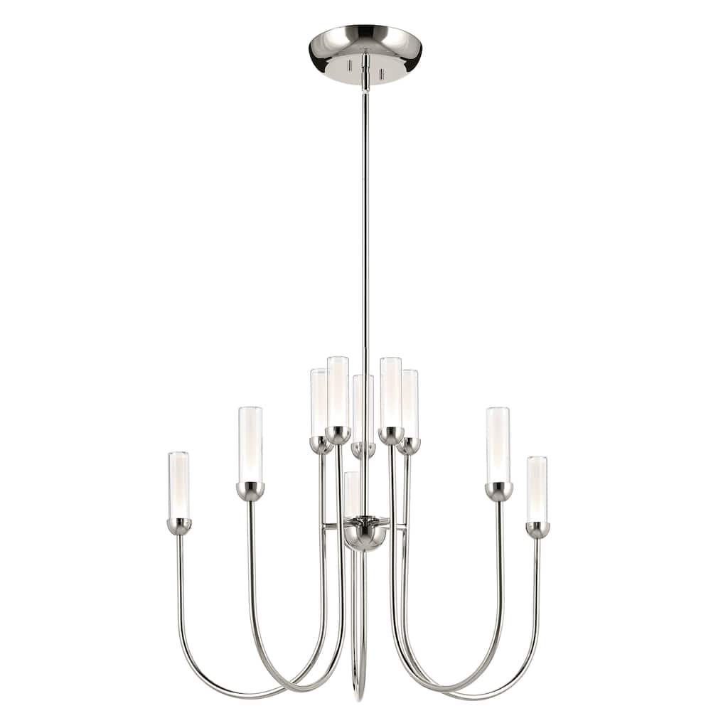 Moraine 30 Inch LED 10 Light 2-Tier Chandelier in Polished Nickel