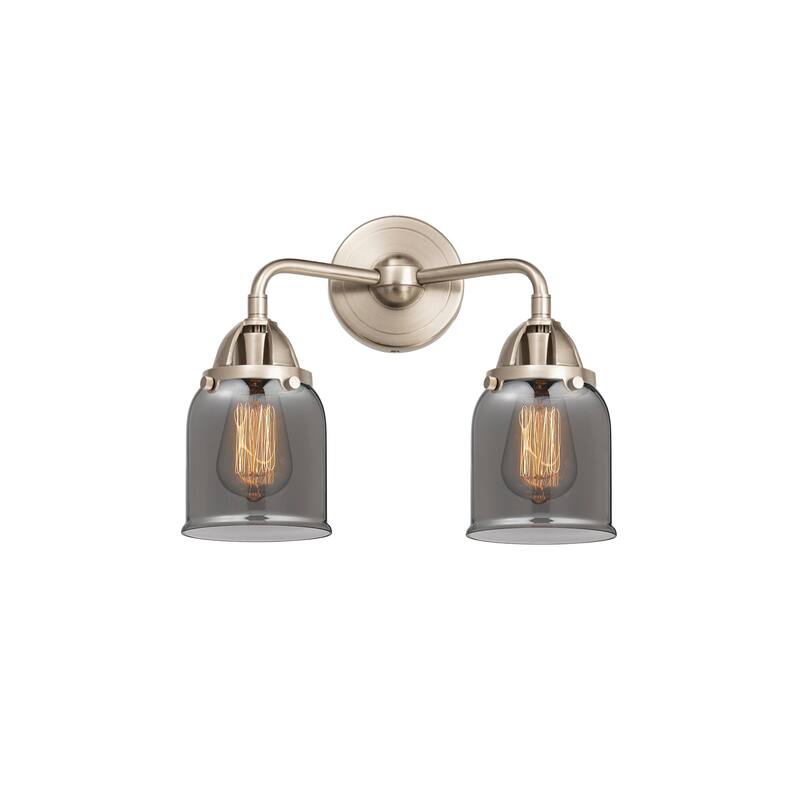 Innovations Lighting 288-2W-12-13 Bell Vanity Bell 2 Light 13" Wide - Brushed Satin Nickel / Plated Smoke