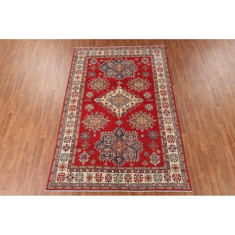 Red Kazak Oriental Area Rug Handmade Traditional Bedroom Wool Carpet - 6'6" x 9'9"
