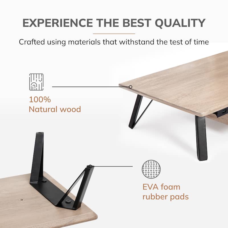 Jani Wood Monitor Stand Riser Desk - Ergonomic Design Stand, Desktop Organizer Table for Home, Office Workspace, Gaming Desk