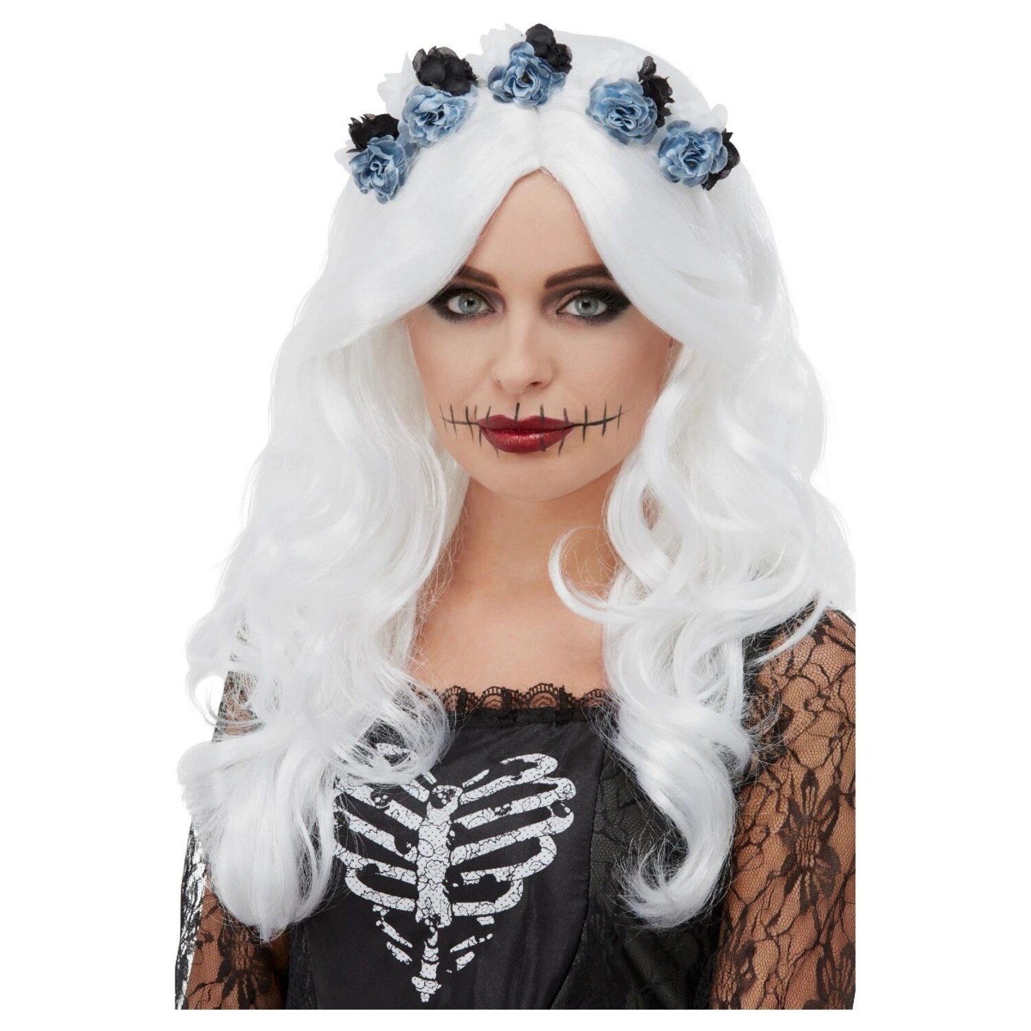 Shop White Day Of The Dead Women Adult Halloween Wig Costume Accessory One Size One Size Overstock 29532149