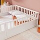 preview thumbnail 9 of 14, White Full Size Pine Wood Floor Bed, Integral Construction with Super High Security Barrier, Door, Children's Floor Bed Frame