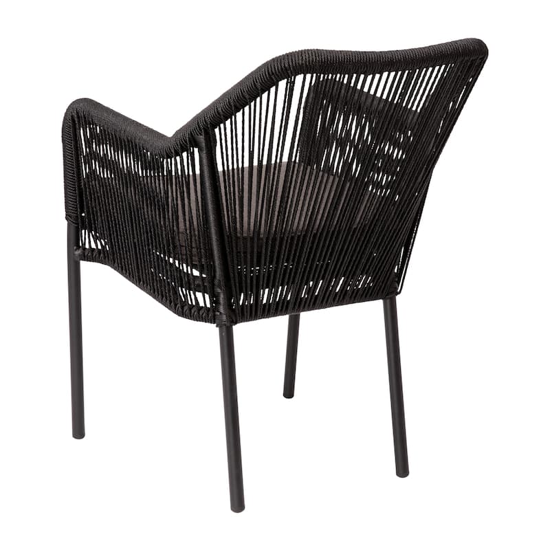 Woven Indoor/Outdoor Stacking Club Chairs - Cushions-Set of 2 - 22"W x 27"D x 31.25"H