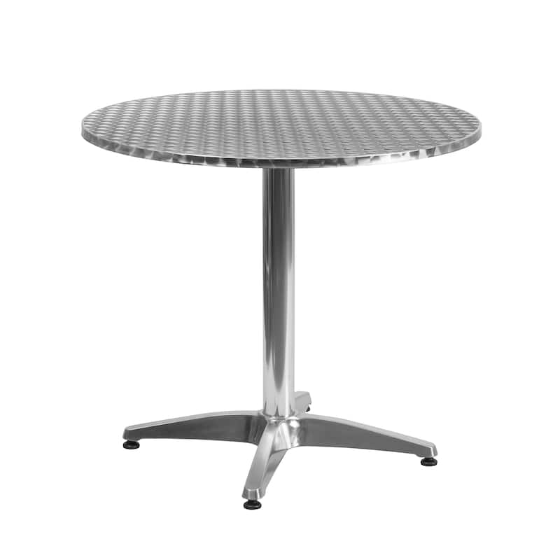 31.5'' Round Aluminum Indoor-Outdoor Table Set with 4 Rattan Chairs