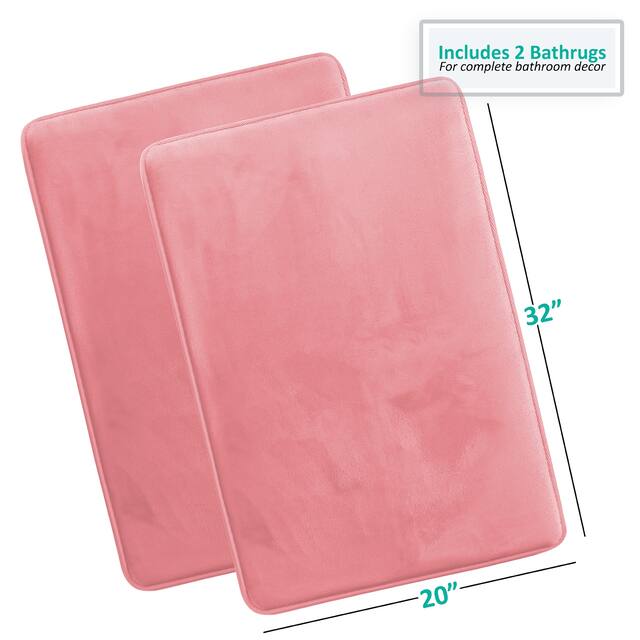Clara Clark Ultra Soft Plush Bathroom Rug - Non-Slip, Velvet, Memory Foam Bath Mat - Set of 2