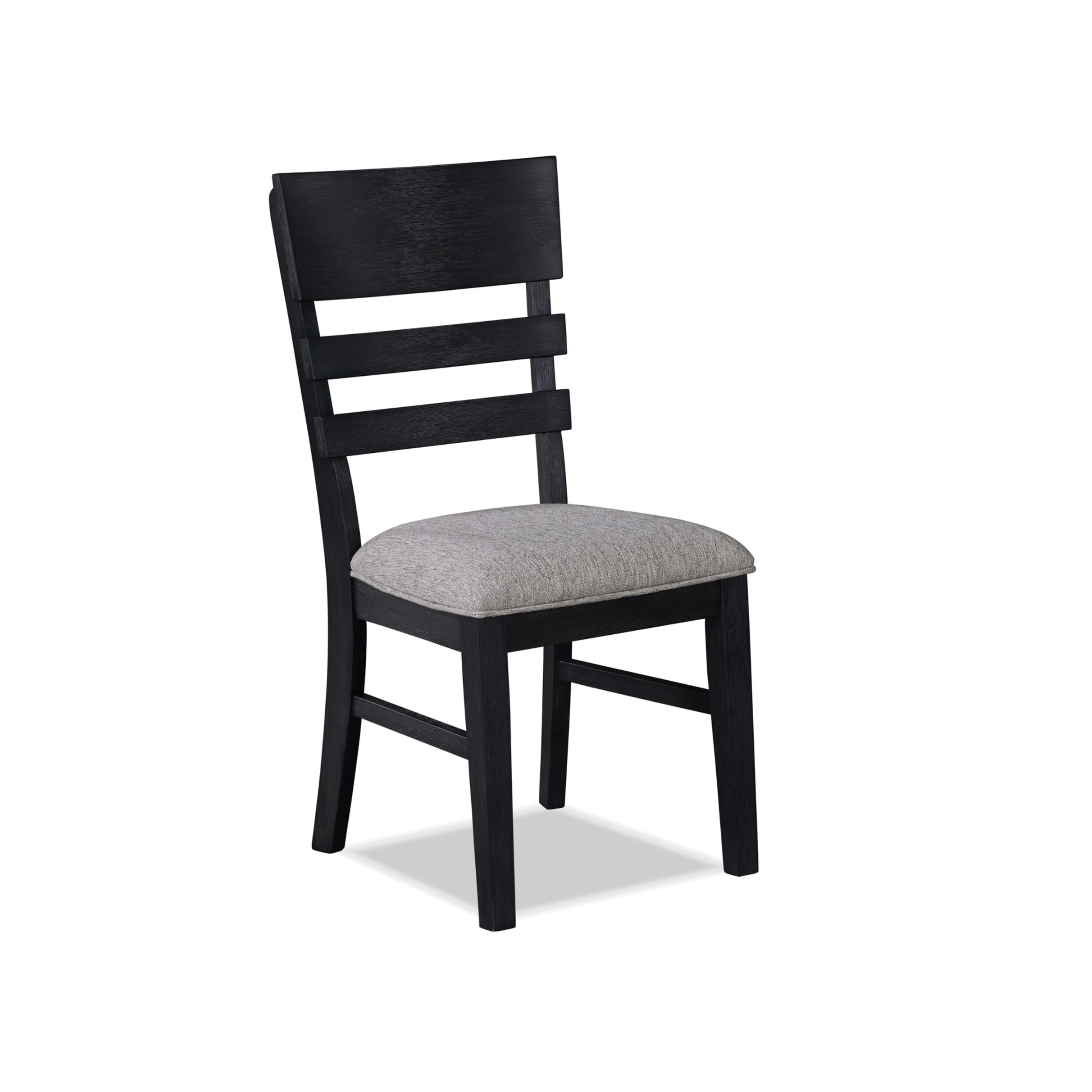 2pc Side Chair Gray Fabric Upholstery Seat Ladder Back