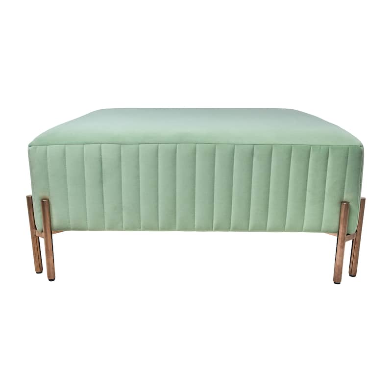 Sagebrook Home Modern Square Glam Upholstered Ottoman 18"H - Green