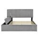 preview thumbnail 1 of 34, Full Velvet Platform Bed with Cup Holders and Storage Gray - Full