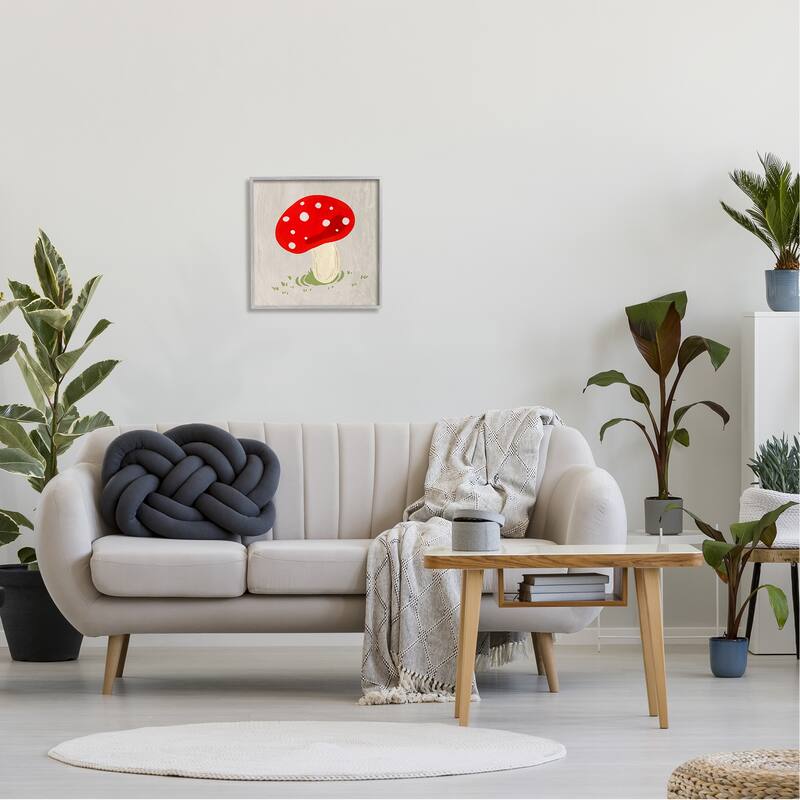 Stupell Red Spotted Mushroom Framed Giclee Art Design by Ziwei Li