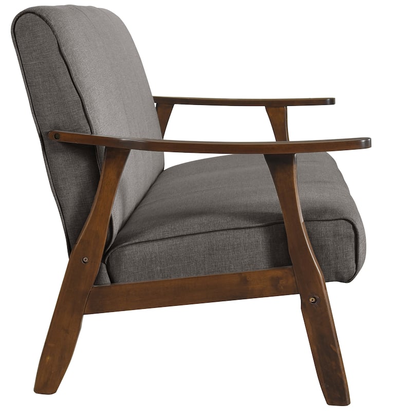 CraftPorch Wenge Wood Mid-Century Modern Linen Sofa