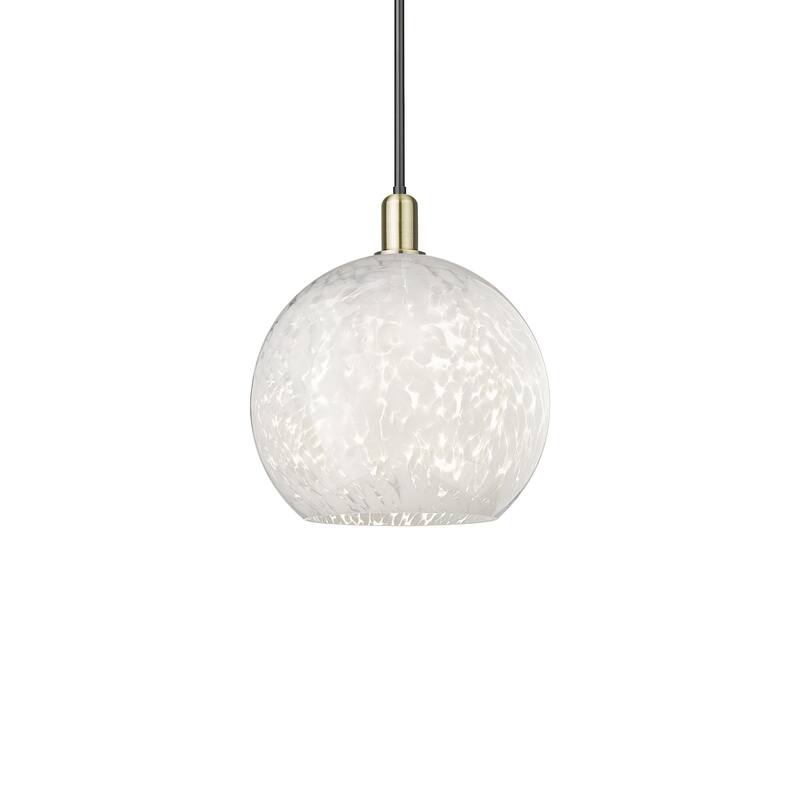 Innovations Lighting 716-1S-18-14 White Mouchette Pendant White - Black Antique Brass / White Mouchette