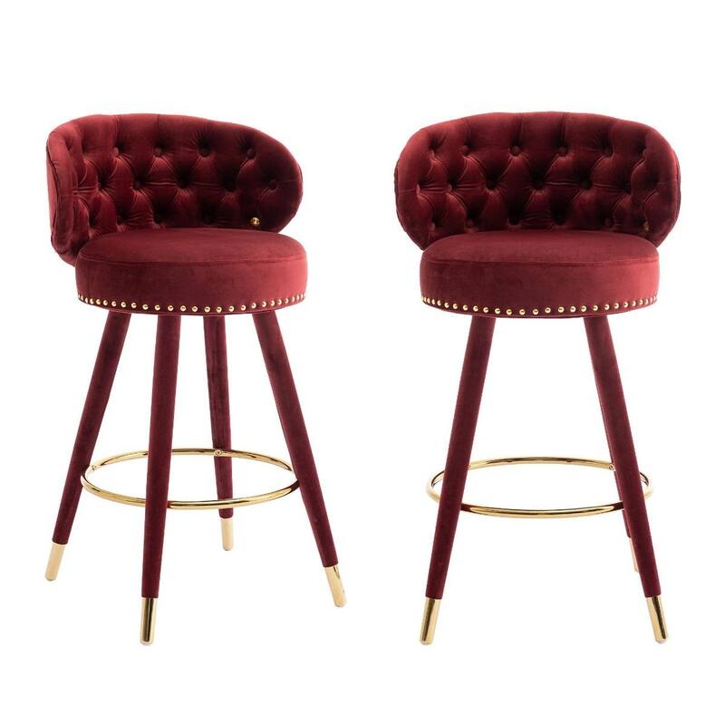 HOMEFUN Counter Height Bar Stools Set of 2 for Kitchen Counter Solid Wood Legs with a fixed height of 360 degrees